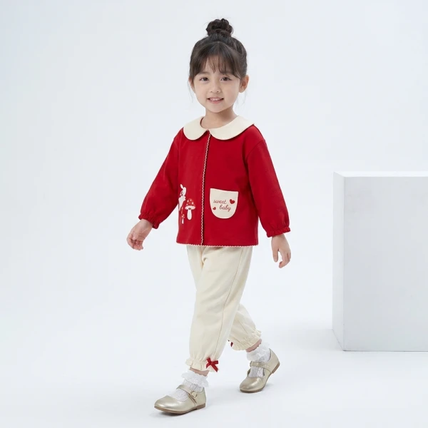 Bộ đông bé gái dài Animo noel FW26 LU0726029 (1Y-4Y,Đỏ-Kem)