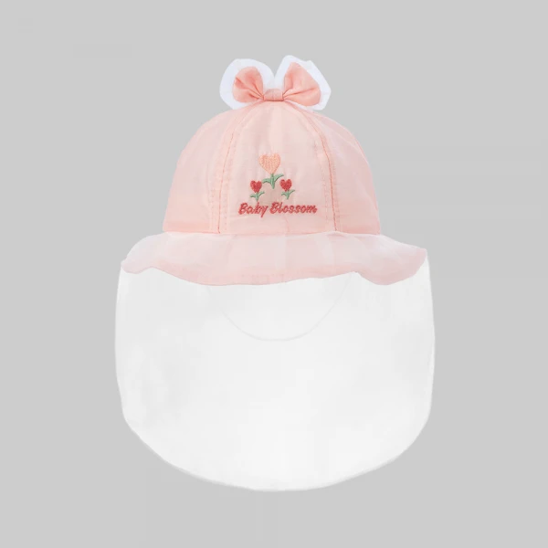 Nón bé gái vành tròn khăn voan 0-12M Animo A2606_MN038 (46cm,Hồng)