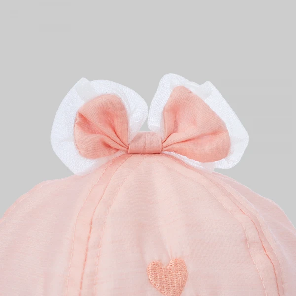 Nón bé gái vành tròn khăn voan 0-12M Animo A2606_MN038 (46cm,Hồng)