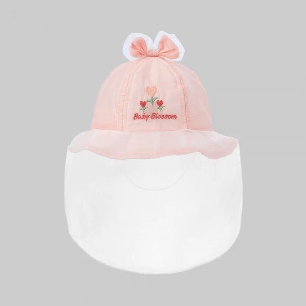 Nón bé gái vành tròn khăn voan 0-12M Animo A2606_MN038 (46cm,Hồng)