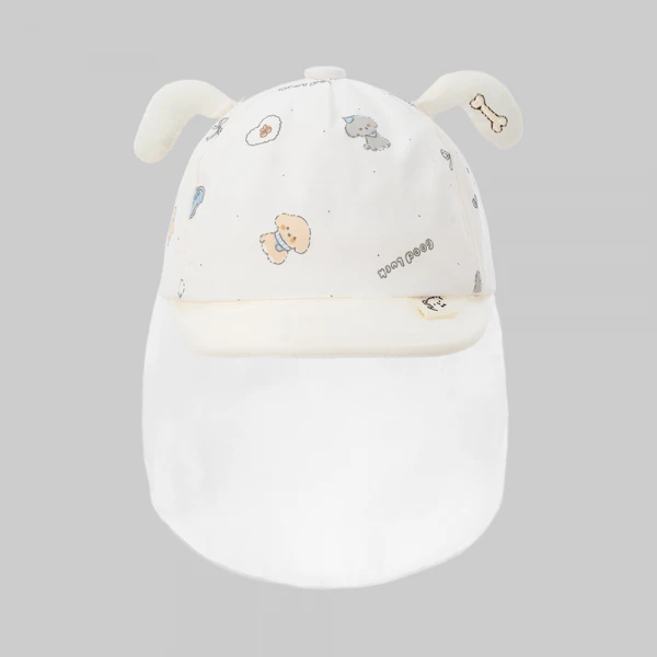 Nón bé trai lưỡi trai khăn voan 0-12M Animo A2606_MN048 (46cm,Màu be)