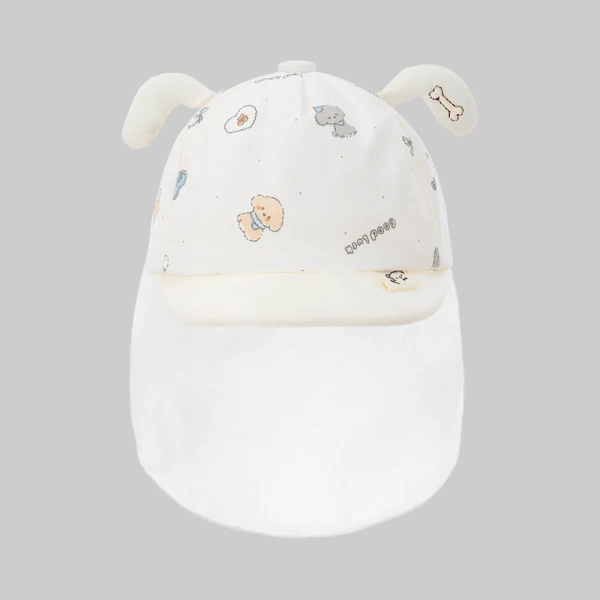 Nón bé trai lưỡi trai khăn voan 0-12M Animo A2606_MN048 (46cm,Màu be)