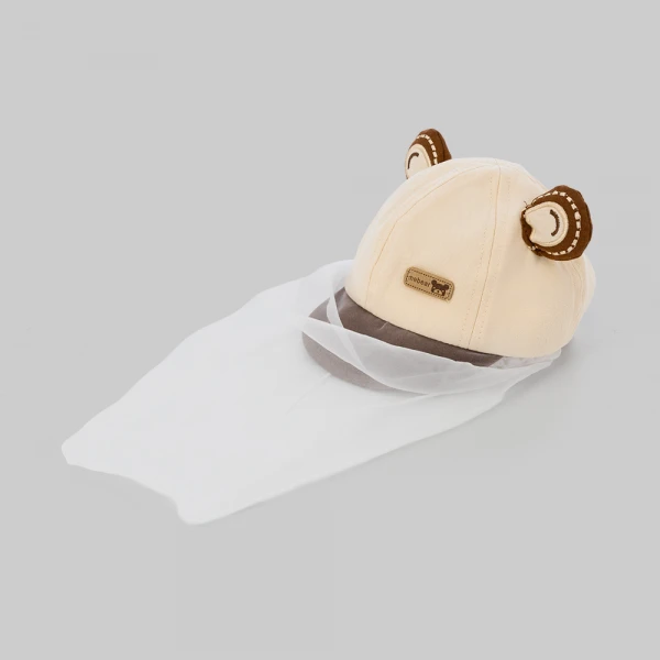 Nón bé trai lưỡi trai khăn voan 0-12M Animo A2606_MN050 (44cm,Trắng-Nâu)