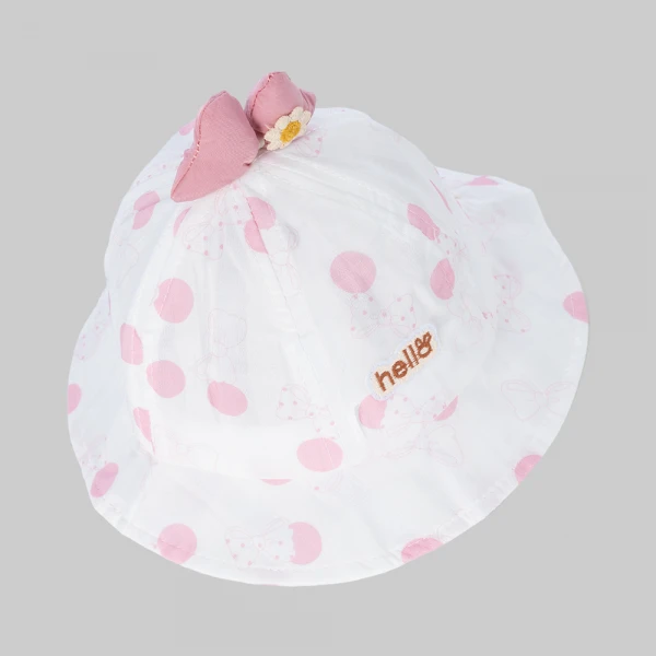 Nón bé gái vành tròn 1-3Y Animo A2607_MN004 (46cm,Trắng-Hồng)