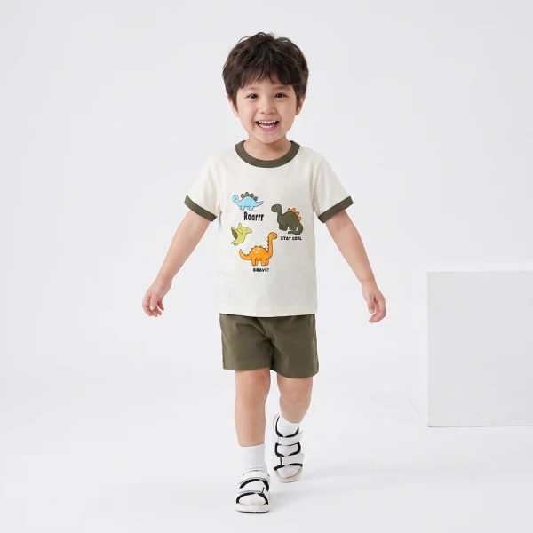 Bộ bé trai ngắn Animo Easy FW26 VD0826034 (1Y-4Y,Kem-Rêu)