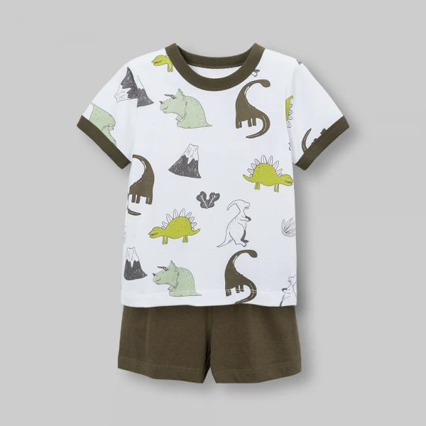 Bộ bé trai ngắn Animo Easy FW26 VD0826039 (1Y-4Y,Trắng-Rêu)