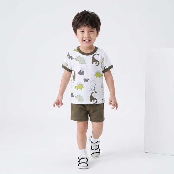 Bộ bé trai ngắn Animo Easy FW26 VD0826039 (1Y-4Y,Trắng-Rêu)
