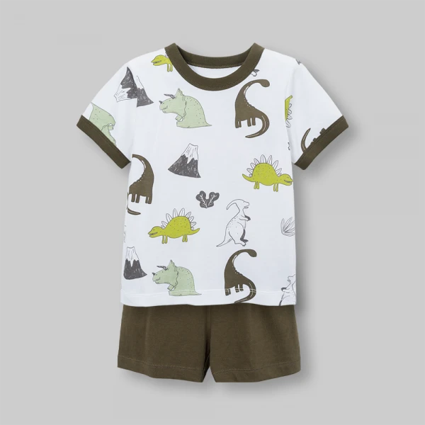 Bộ bé trai ngắn Animo Easy FW26 VD0826039 (1Y-4Y,Trắng-Rêu)