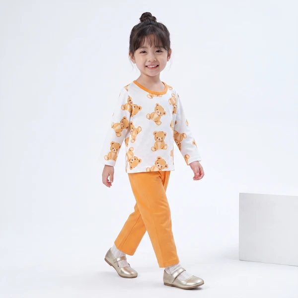Bộ bé gái dài Animo Easy FW26 TX0726045 (1Y-4Y,Trắng-Cam)