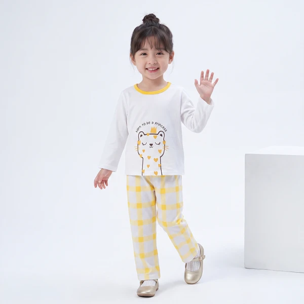 Bộ bé gái dài Animo Easy FW26 TX0726051 (1Y-4Y,Trắng-Vàng)