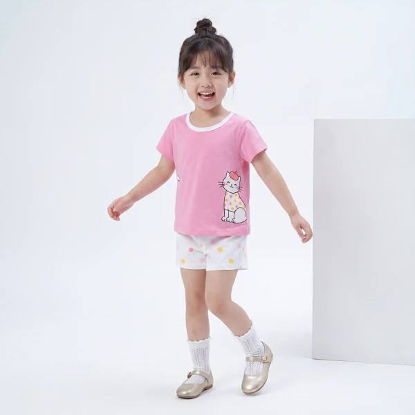 Bộ bé gái ngắn Animo Easy FW26 TX0826027 (1Y-4Y,Hồng-Trắng)