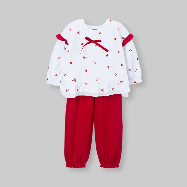 Bộ đông bé gái dài Animo noel FW26 LU0726026 (1Y-4Y,Trắng-Đỏ)