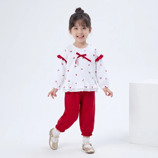 Bộ đông bé gái dài Animo noel FW26 LU0726026 (1Y-4Y,Trắng-Đỏ)