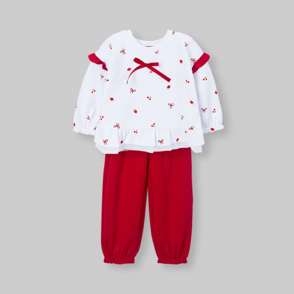 Bộ đông bé gái dài Animo noel FW26 LU0726026 (1Y-4Y,Trắng-Đỏ)