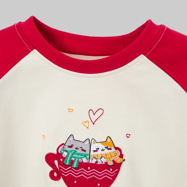 Bộ đông bé gái dài Animo noel FW26 LU0726027 (1Y-4Y,Kem-Lá)