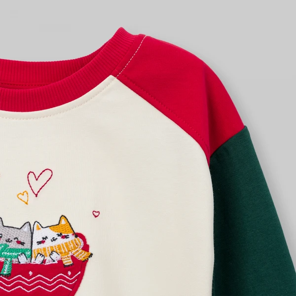 Bộ đông bé gái dài Animo noel FW26 LU0726027 (1Y-4Y,Kem-Lá)