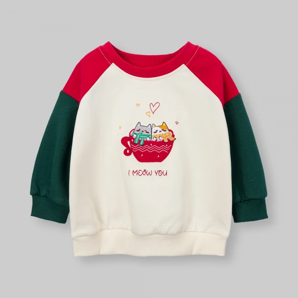 Bộ đông bé gái dài Animo noel FW26 LU0726027 (1Y-4Y,Kem-Lá)