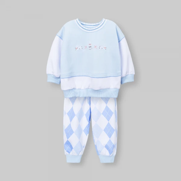 Bộ đông bé gái dài Animo FW26 LU0726030 (1Y-4Y,Xanh-trắng)