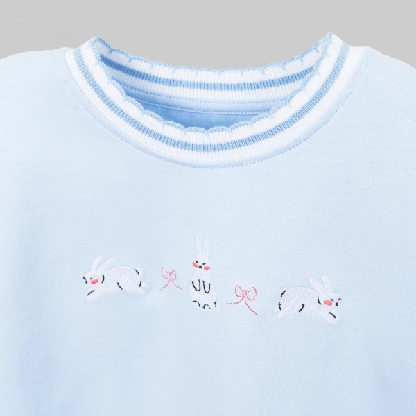 Bộ đông bé gái dài Animo FW26 LU0726030 (1Y-4Y,Xanh-trắng)