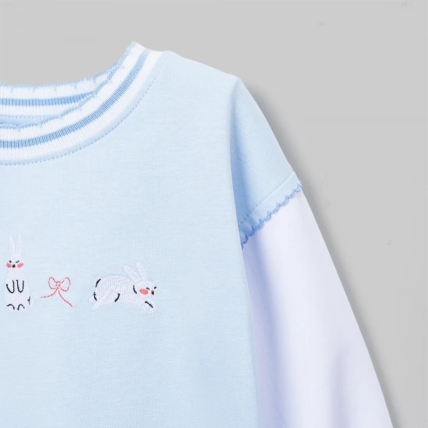 Bộ đông bé gái dài Animo FW26 LU0726030 (1Y-4Y,Xanh-trắng)