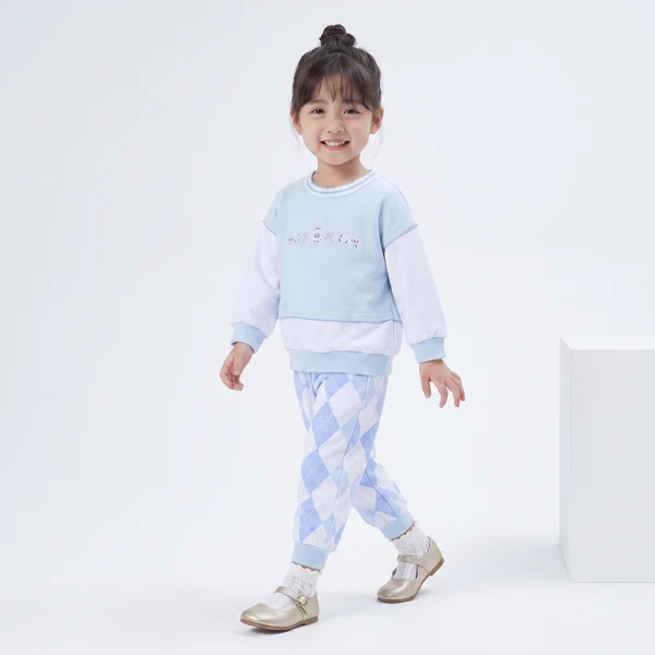Bộ đông bé gái dài Animo FW26 LU0726030 (1Y-4Y,Xanh-trắng)