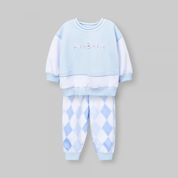 Bộ đông bé gái dài Animo FW26 LU0726030 (1Y-4Y,Xanh-trắng)