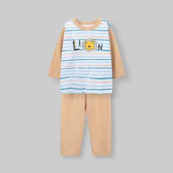 Bộ bé trai dài Animo Easy SU26 HN0726025 (1Y-4Y,Trắng-Nâu nhạt)