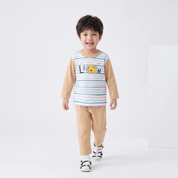 Bộ bé trai dài Animo Easy SU26 HN0726025 (1Y-4Y,Trắng-Nâu nhạt)