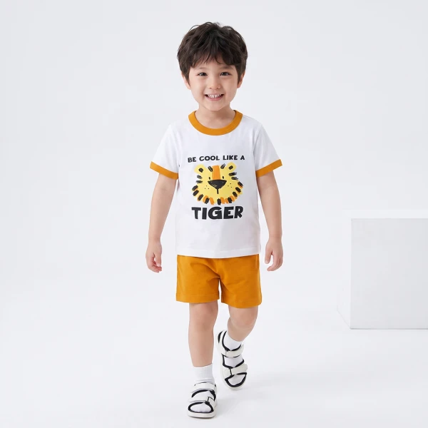 Bộ bé trai ngắn Animo Easy FW26 VD0826037 (1Y-4Y,Trắng-Vàng)
