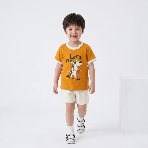 Bộ bé trai ngắn Animo Easy FW26 VD0826040 (1Y-4Y,Vàng-Kem)