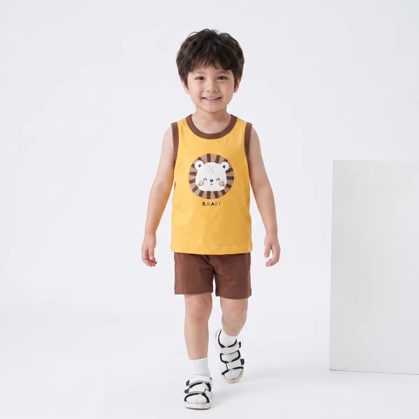 Bộ bé trai sát nách Animo Easy SU26 HN0726001 (1Y-4Y,Vàng-Nâu)