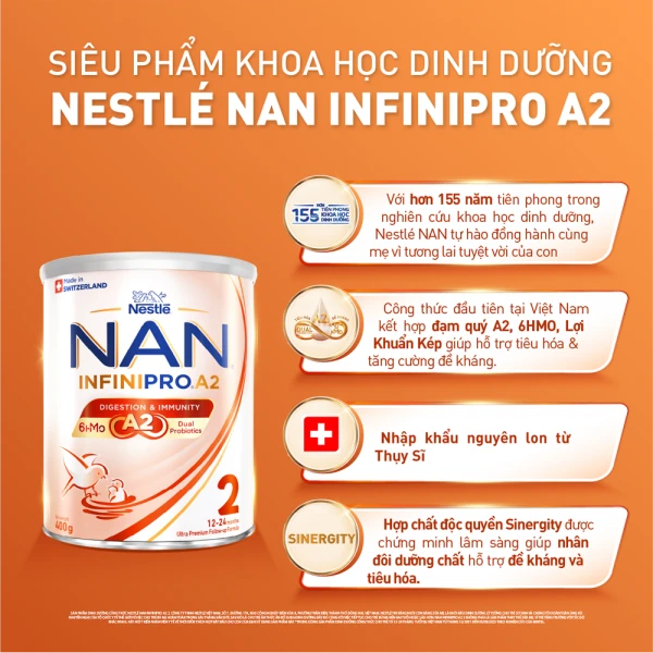 SPDDCT Nestlé NAN InfiniPro A2 2 400g (1-2 tuổi) (6HMO)