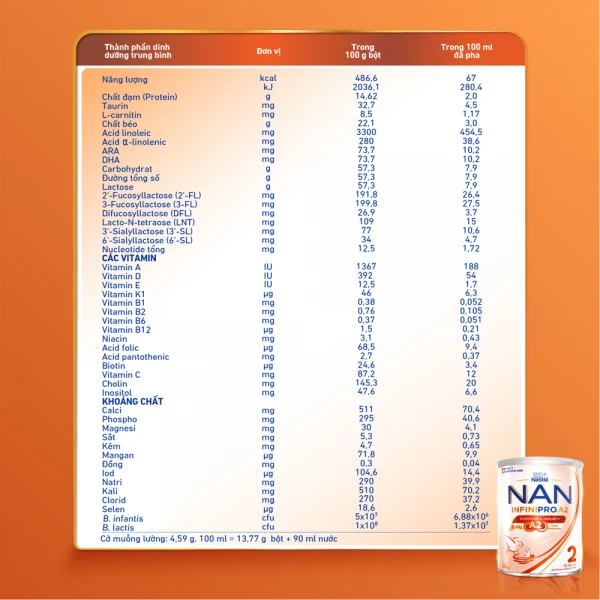 SPDDCT Nestlé NAN InfiniPro A2 2 800g (1-2 tuổi) (6HMO)