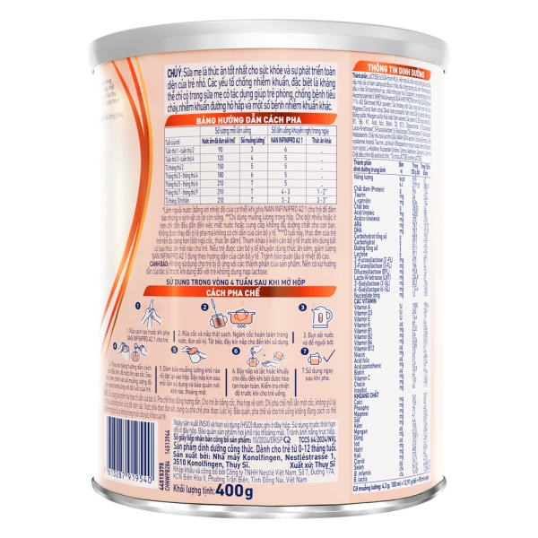 Sữa Nestlé NAN INFINIPRO A2 số 1 cho bé 0-12 tháng (400g)