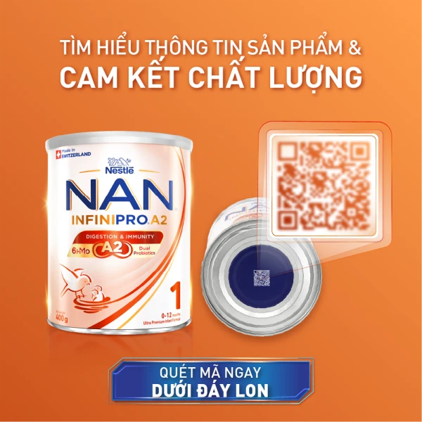 Sữa Nestlé NAN INFINIPRO A2 số 1 cho bé 0-12 tháng (400g)