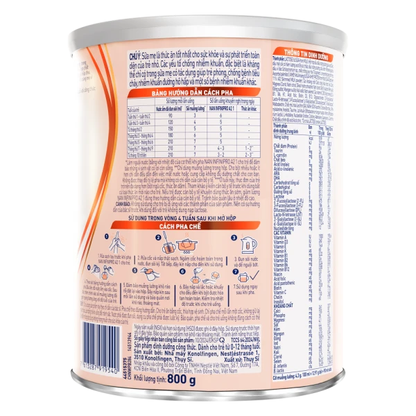 Sữa Nestlé NAN INFINIPRO A2 số 1 cho bé 0-12 tháng (800g)