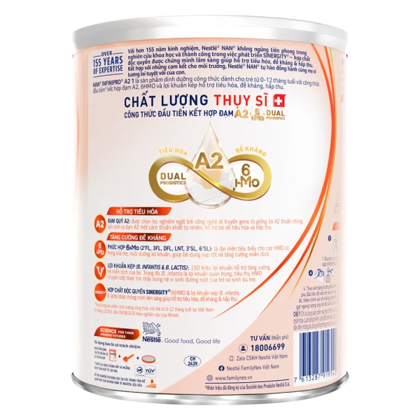 Sữa Nestlé NAN INFINIPRO A2 số 1 cho bé 0-12 tháng (800g)