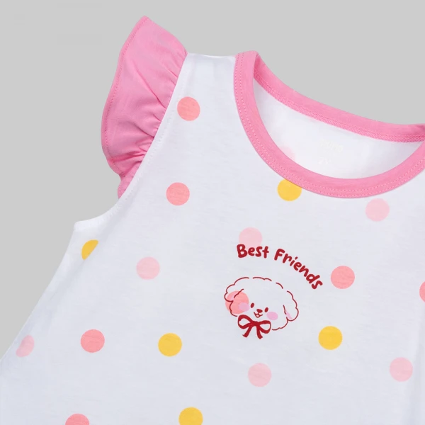 Bộ bé gái ngắn Animo Easy FW26 TX0826026 (4Y,Trắng-Hồng)