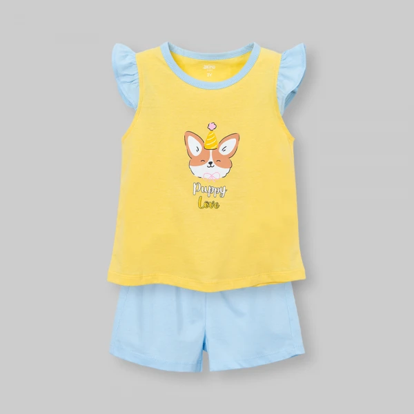 Bộ bé gái ngắn Animo Easy FW26 TX0826032 (1Y-4Y,Vàng-dương)