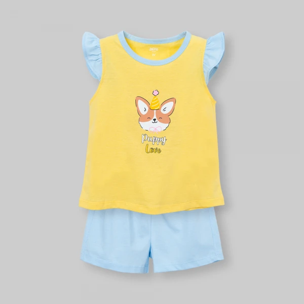 Bộ bé gái ngắn Animo Easy FW26 TX0826032 (1Y-4Y,Vàng-dương)