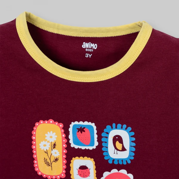 Bộ bé gái ngắn Animo Easy FW26 TX0926026 (1Y-4Y,Tía-vàng)