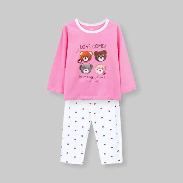 Bộ bé gái dài Animo Easy FW26 TX0926021 (1Y-4Y,Hồng-trắng)