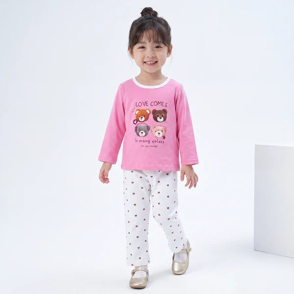 Bộ bé gái dài Animo Easy FW26 TX0926021 (1Y-4Y,Hồng-trắng)
