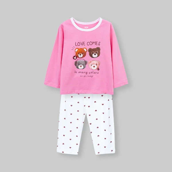 Bộ bé gái dài Animo Easy FW26 TX0926021 (1Y-4Y,Hồng-trắng)