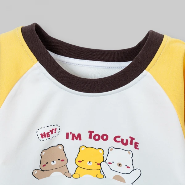 Bộ đông bé gái dài Animo gấu nâu FW26 TX0726042 (1Y-4Y,Trắng-Nâu)