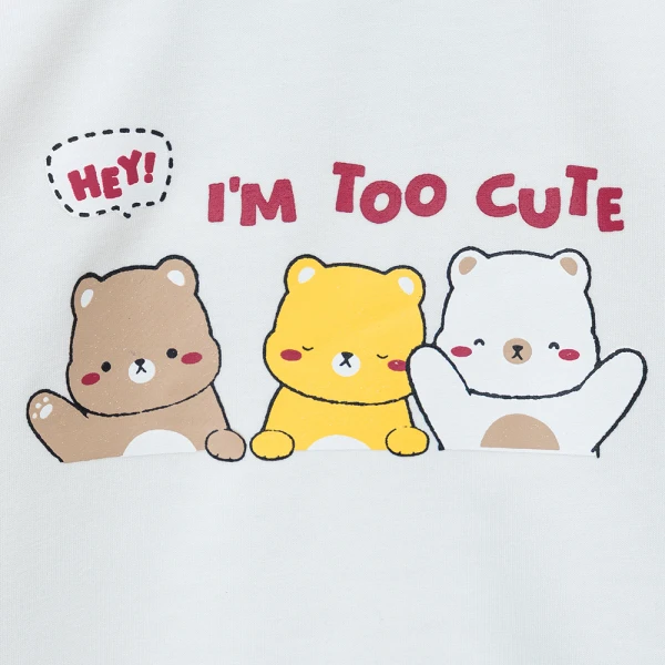 Bộ đông bé gái dài Animo gấu nâu FW26 TX0726042 (1Y-4Y,Trắng-Nâu)