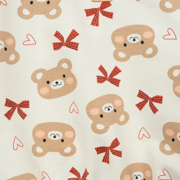 Bộ đông bé gái dài Animo gấu nâu FW26 TX0726043 (1Y-4Y,Kem-Nâu)