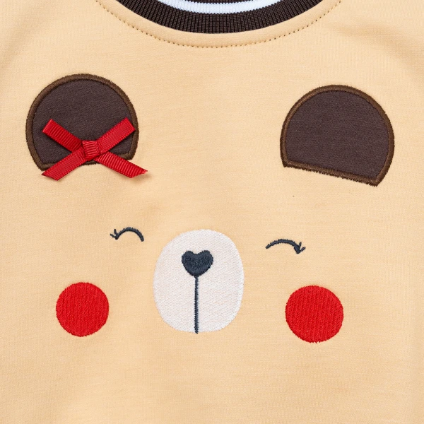 Bộ đông áo tay dài chân váy Animo gấu nâu FW26 TX0726044 (1Y-4Y,Be-Nâu)
