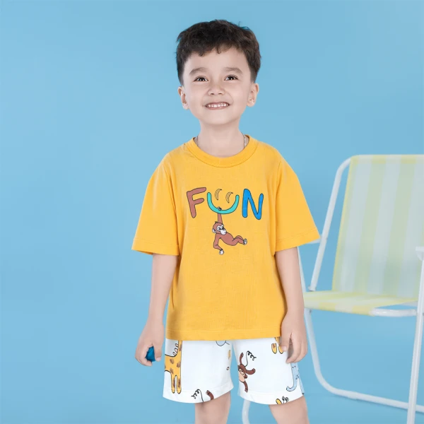 Bộ bé trai ngắn Animo Easy SU26 HN0726004 (1-4Y,Vàng-Kem)