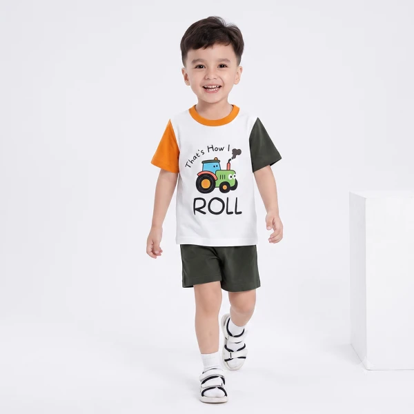 Bộ bé trai ngắn Animo Easy FW26 VD0926029 (1-4Y,Trắng-Rêu)